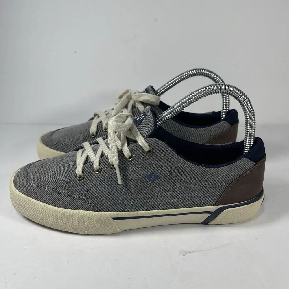 Sperry Top-Sider Men's Gray Textile Canvas Sneakers - Size 4M / EU 36